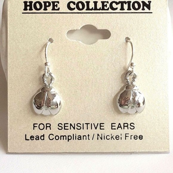 Ladybug Earrings Silver Plated Hypoallergenic Dainty Dangle Pierced Insect Bug - Picture 2 of 11